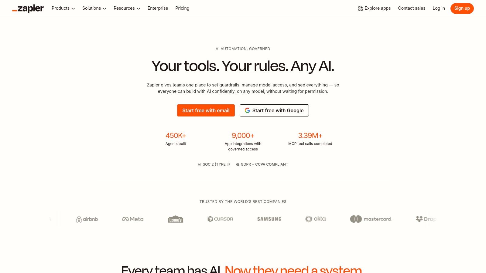 Zapier (with AI orchestration and Copilot)