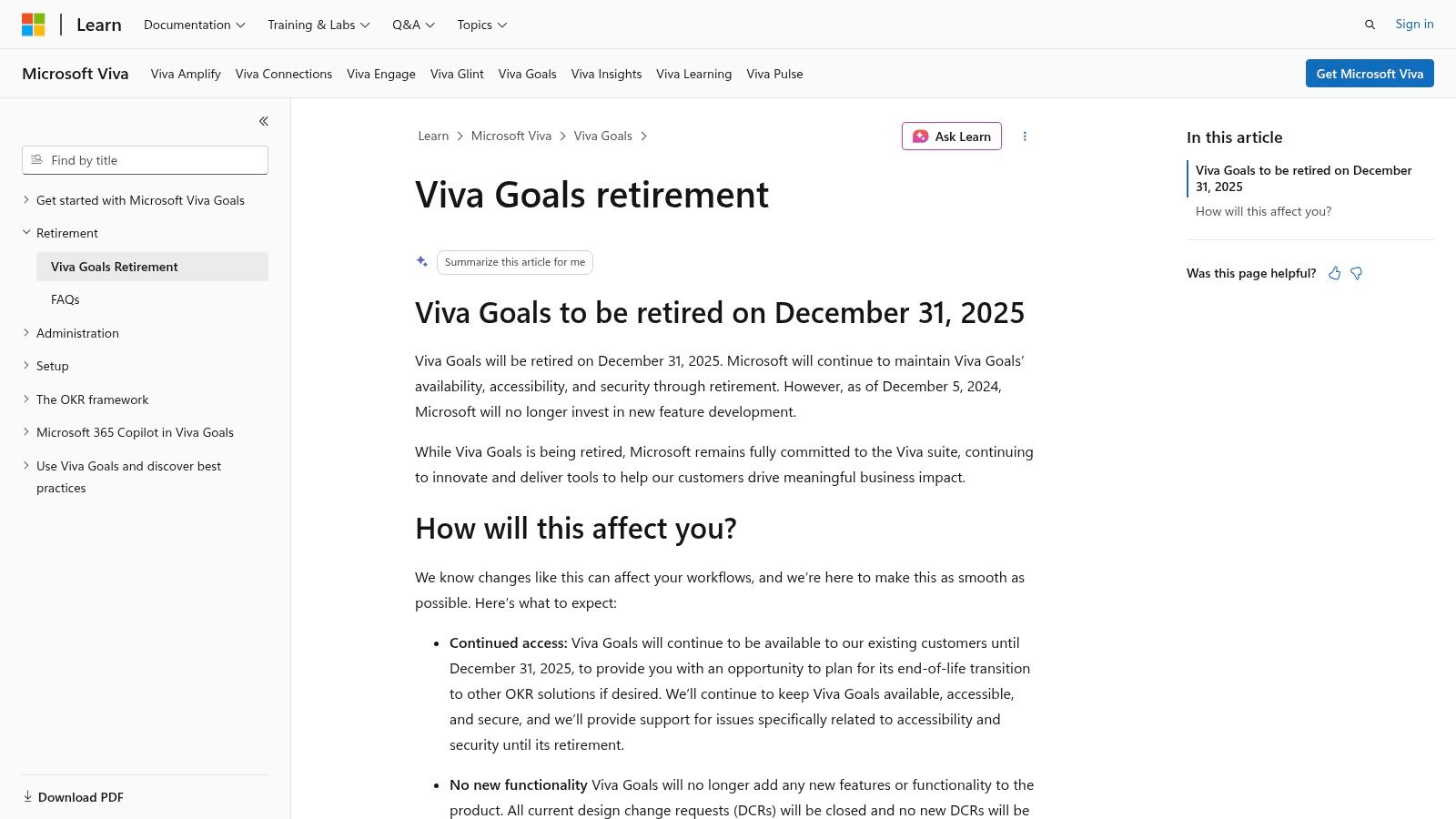 Microsoft Viva Goals